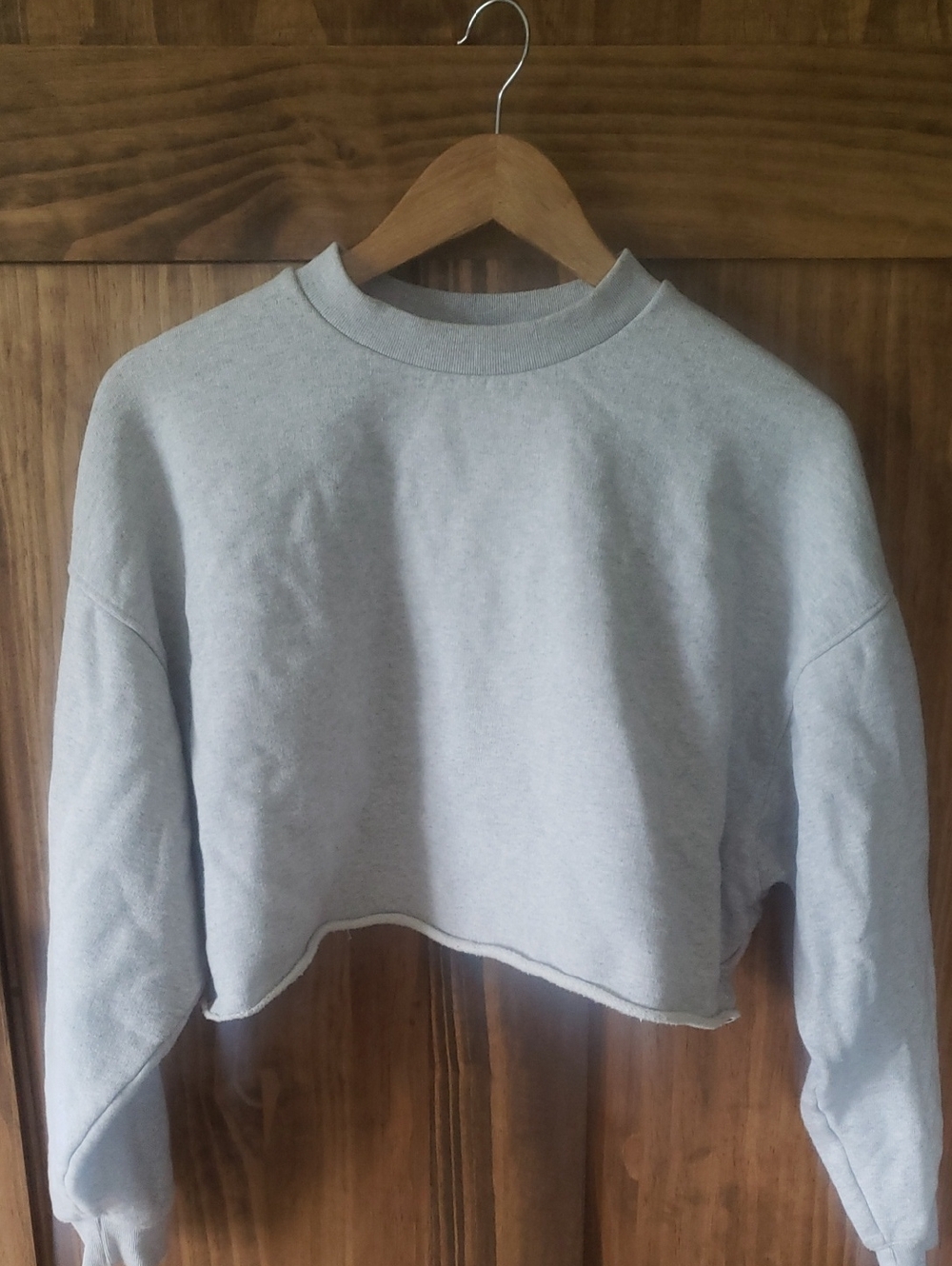 MATE the Label Light Gray Cropped Crewneck Sweatshirt - Women's Top